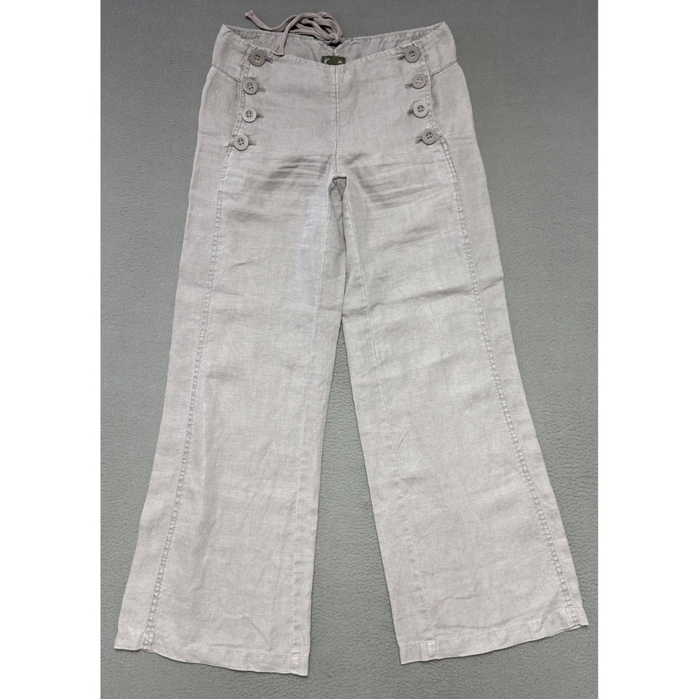 Fei Anthropologie Linen Sailor Pants Wide Leg Womens Sz 0 Nautical Coastal 30x31